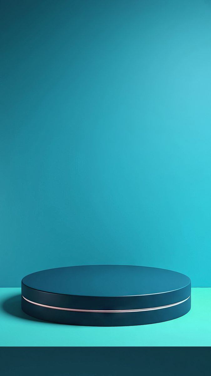 Turquoise blue empty podium for product presentation