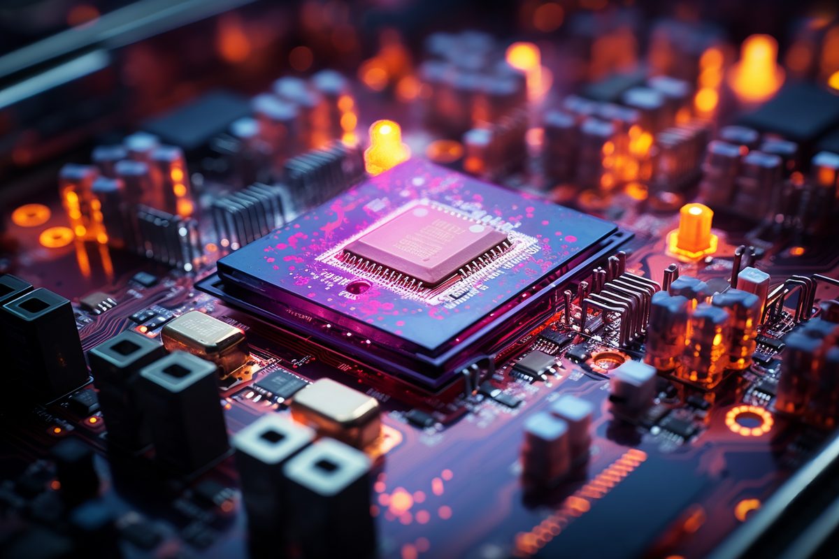 Up-Close View of Motherboard in Vivid Colors