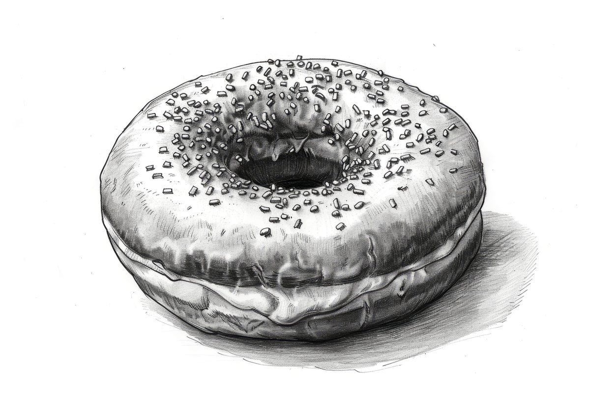 Hand-Drawn Doughnut Sketch on White Background