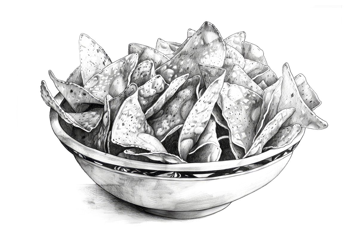 Hand-Drawn Mexican Nachos Sketch on White Background