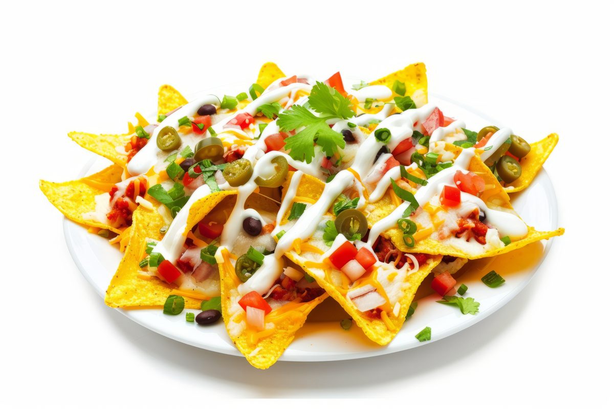 Photo of Nachos on White Background