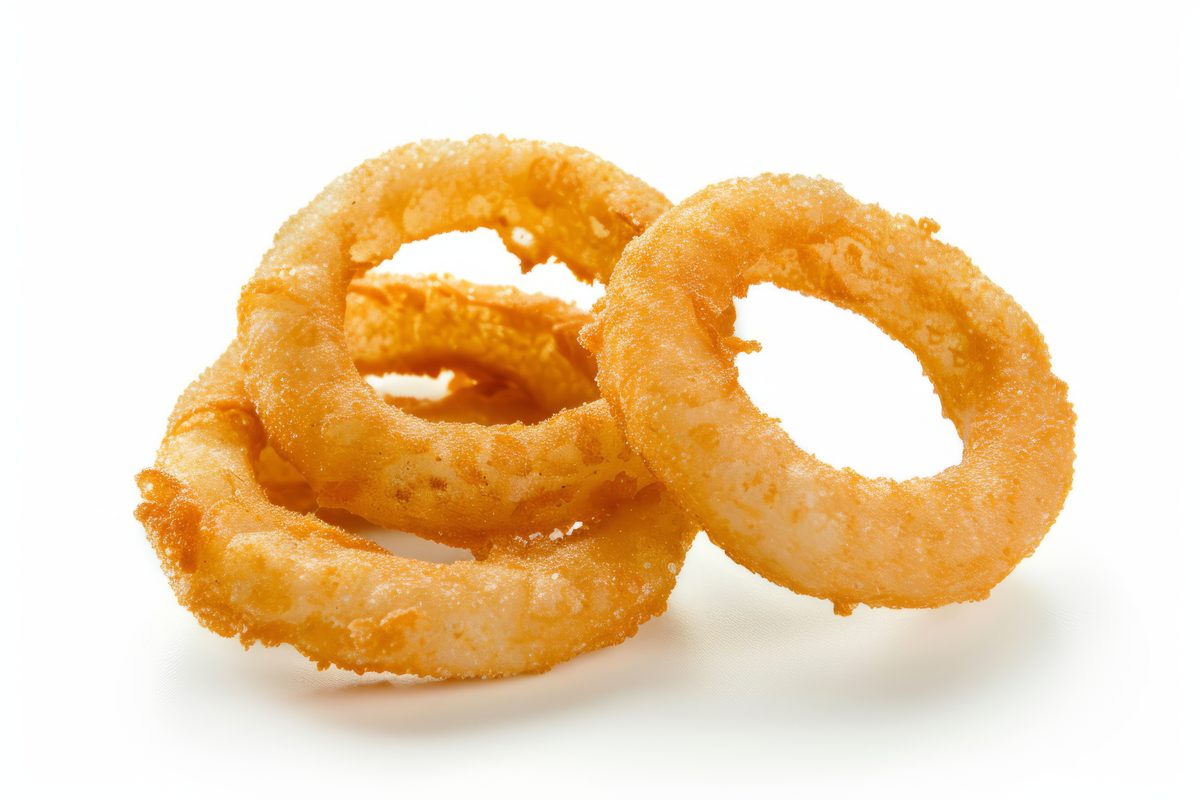 Photo of Onion Rings on White Background