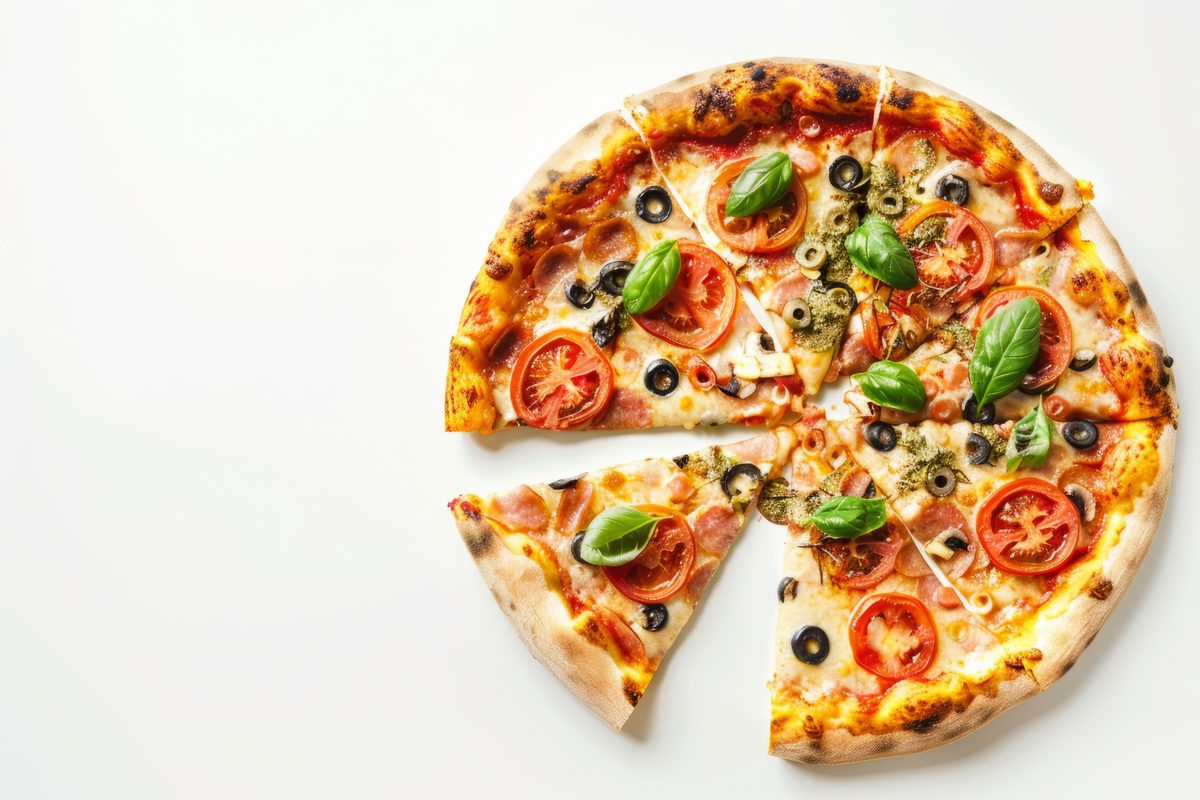 Top View Photo of Pizza on White Background
