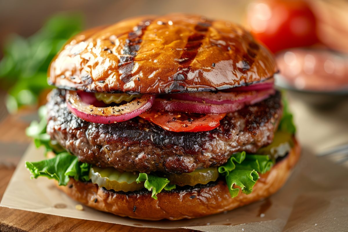 Commercial Hamburger Photo on White Background