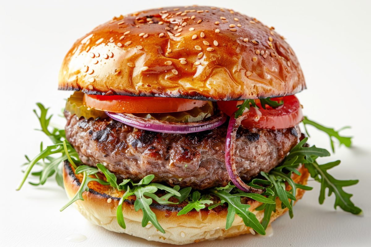 Hamburger Product Shot on White Background