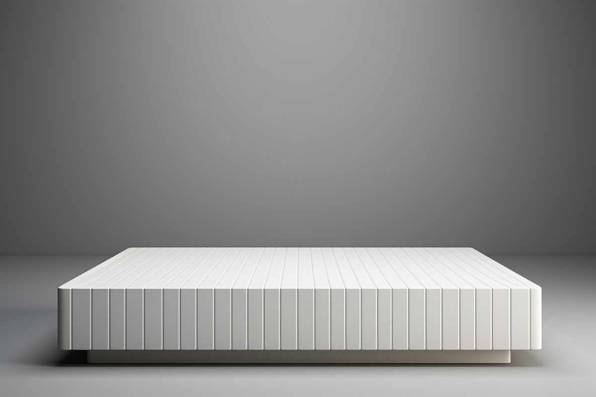 3D rendering of empty squared white podium for product display studio background
