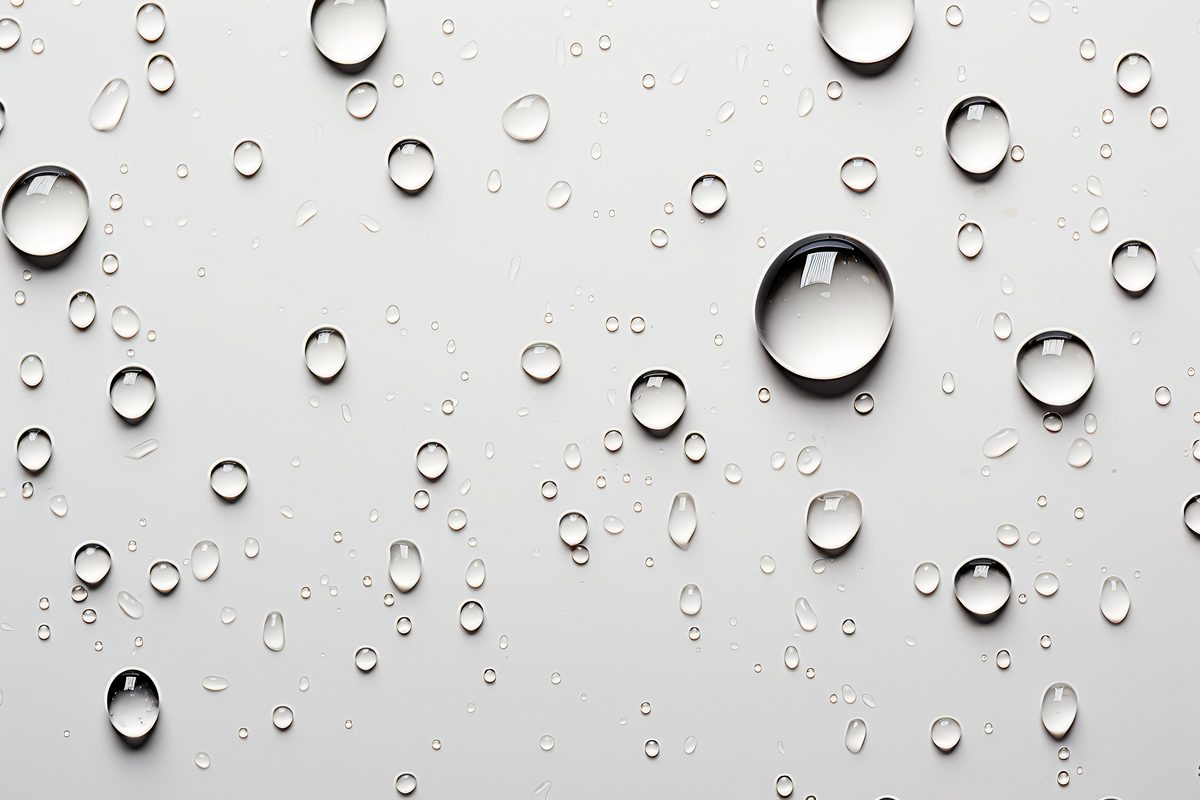 Background of water droplets splashed on a white surface