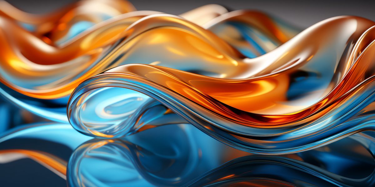 Close-Up Image of Water in Abstract Blue and Orange Patterns