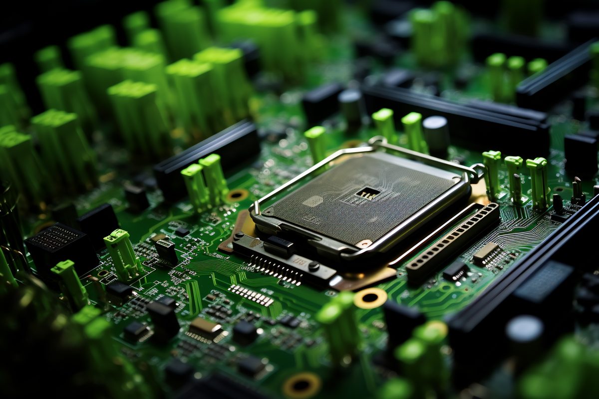 Close-Up Image of a Motherboard in Macro