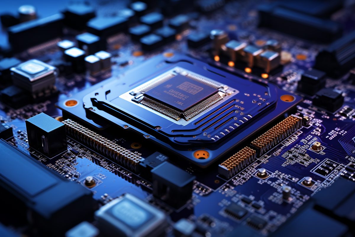 Close-Up Macro Photography of Vibrantly Colored Motherboard