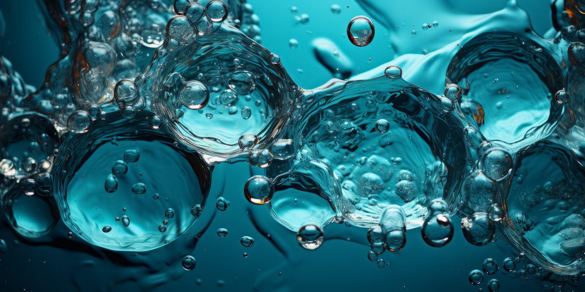 Close-Up of Flowing Water with Bubbles