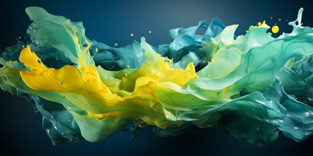 Green Paint Flow in Abstract Composition