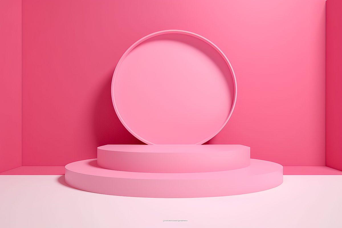Intense pink empty round podium for product presentation