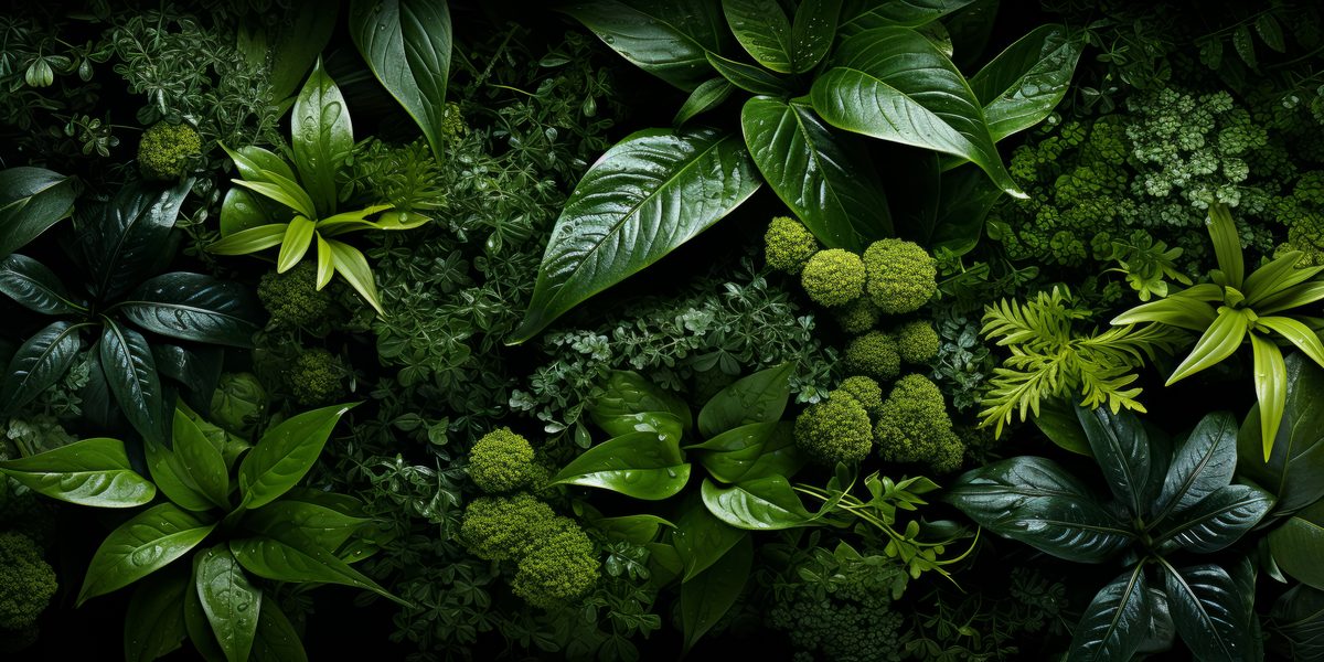 Lush Tropical Plant Leaves Background