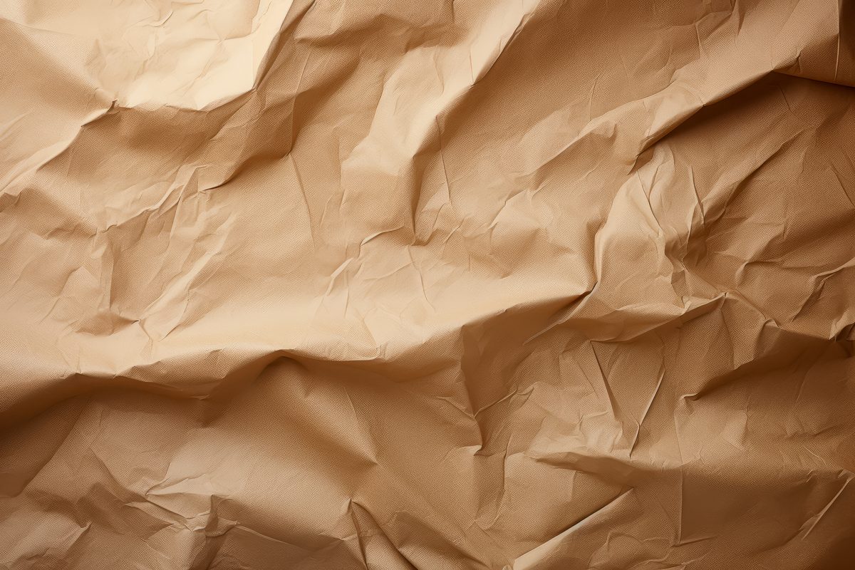 Photo of crumpled brown wrapping paper surface