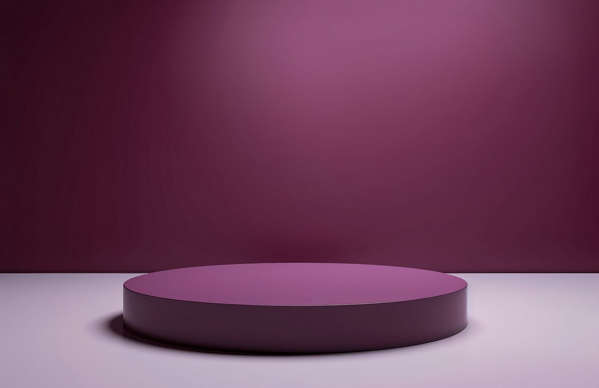 Round soft magenta coloured empty podium for product presentation