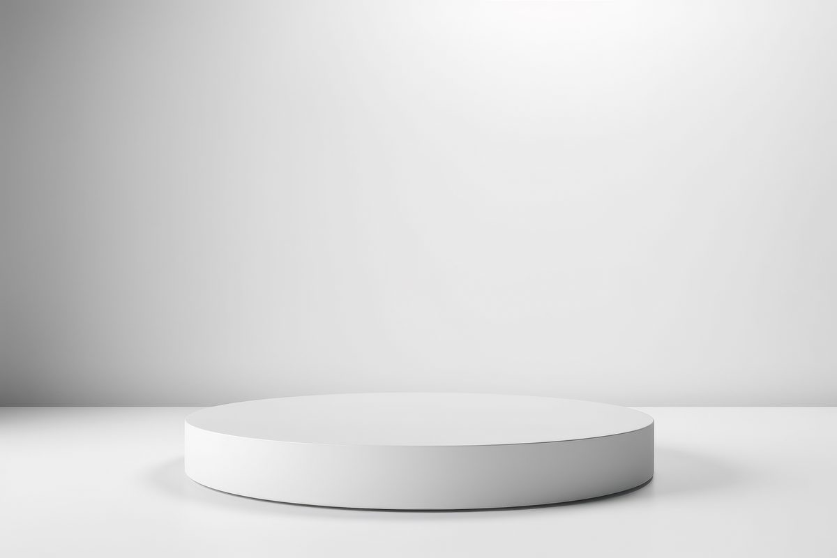 Round white minimalist round podium for product presentation