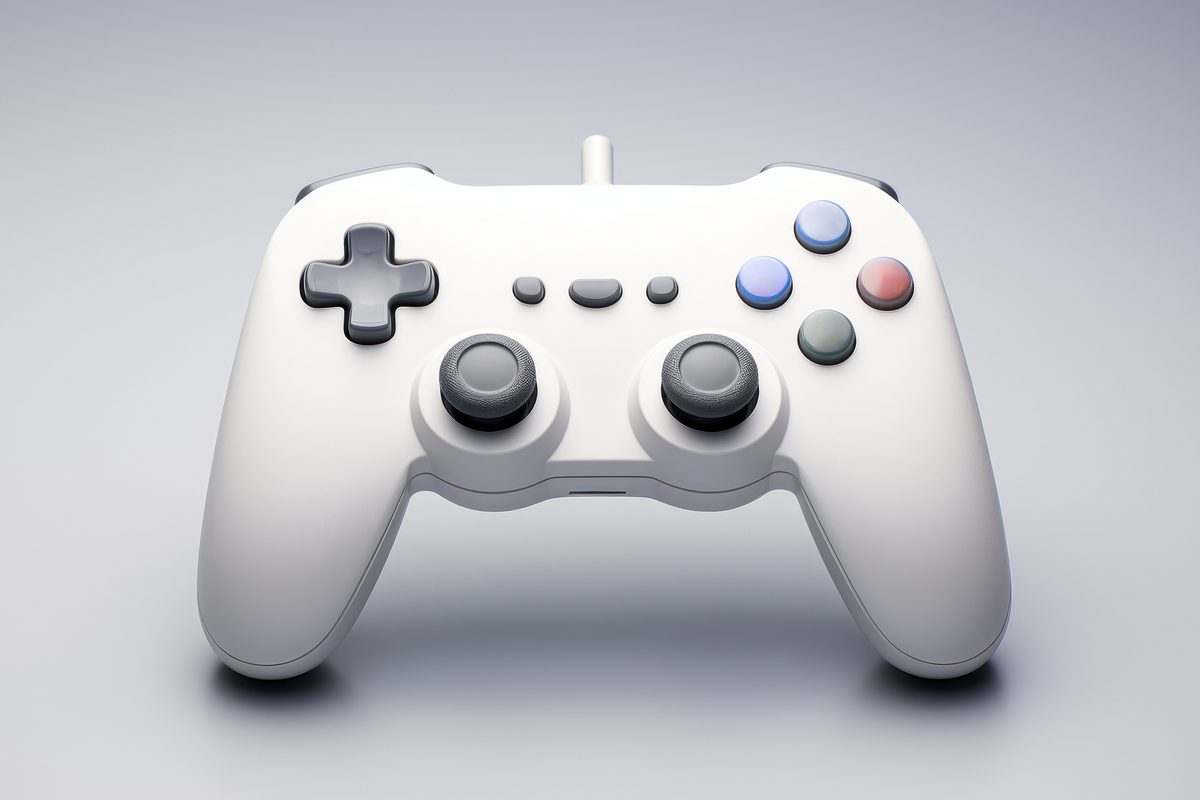 White Video Game Controller on Light Background