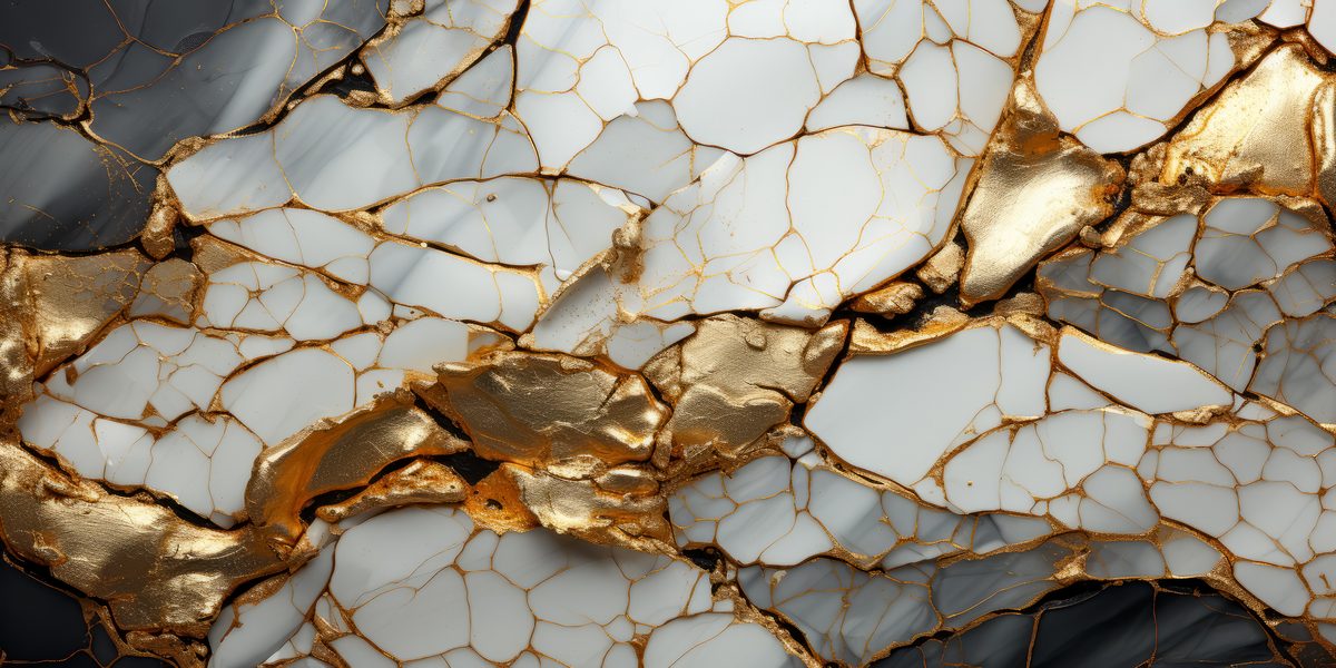 White and Gold Stone Background