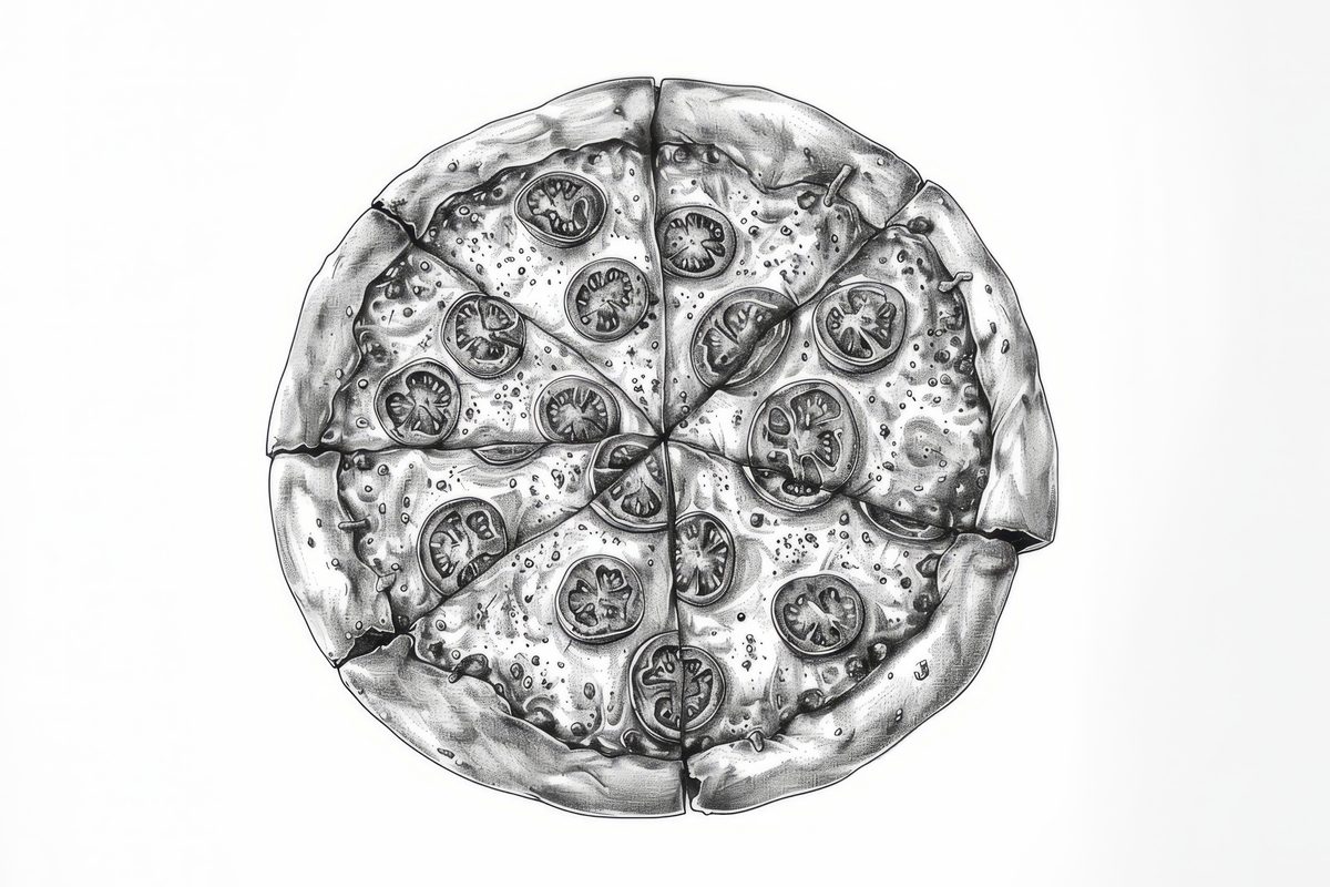 Hand-Drawn Pizza Top View Sketch