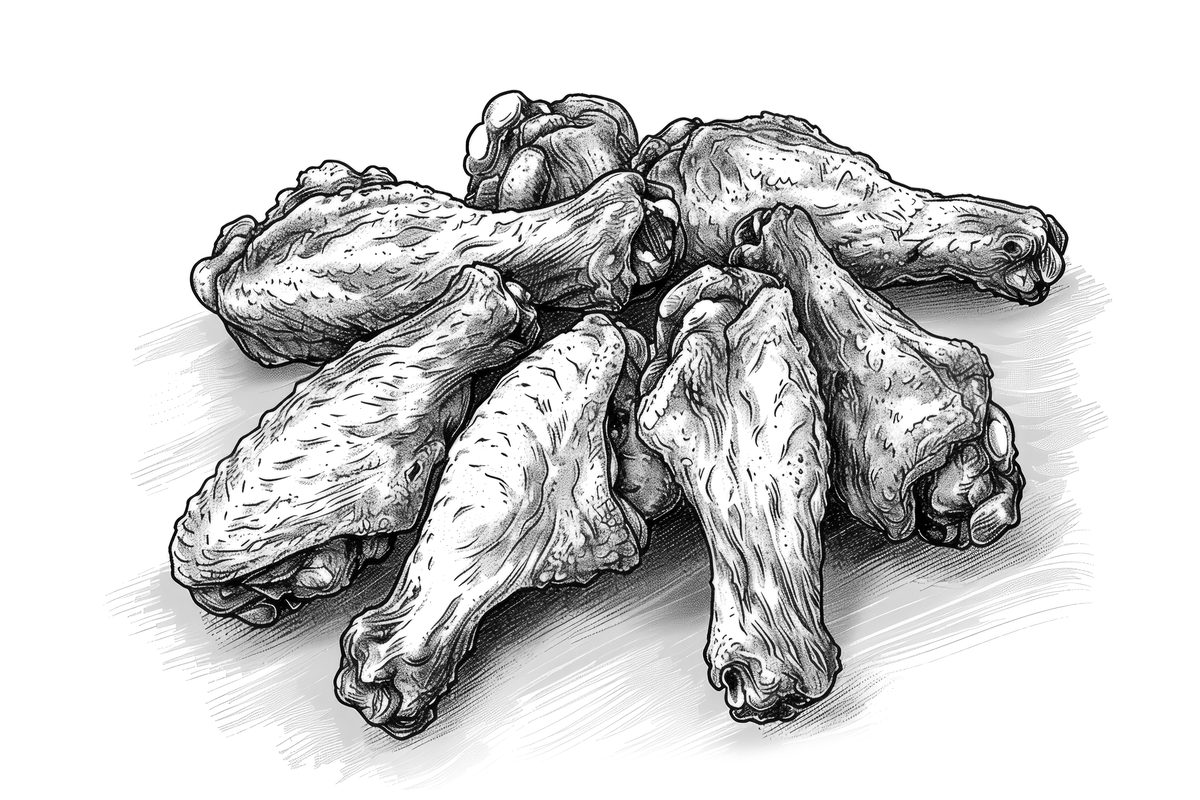 Hand-Drawn Fried Chicken Wings Sketch