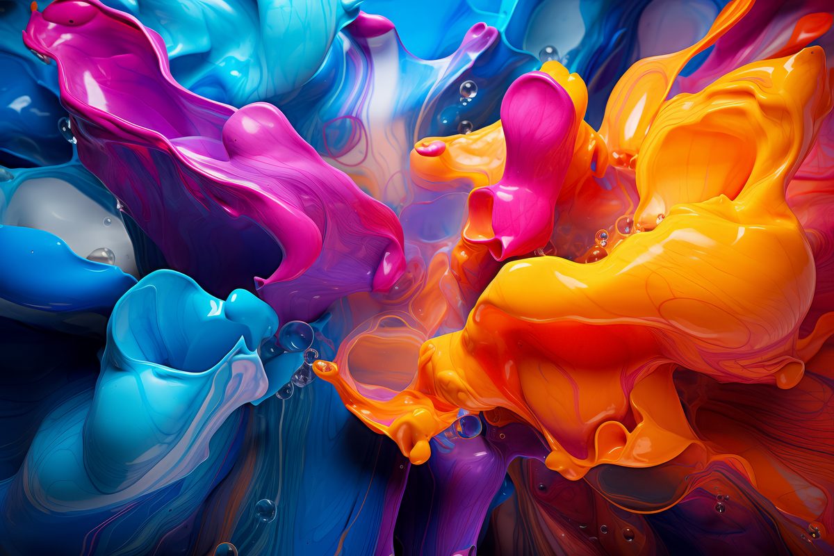 Abstract liquid explosion plenty of bright colors