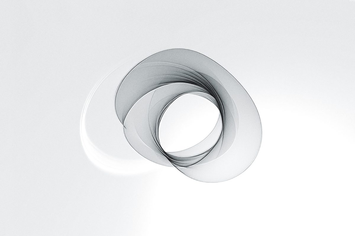Abstract rounded black art shape on light background