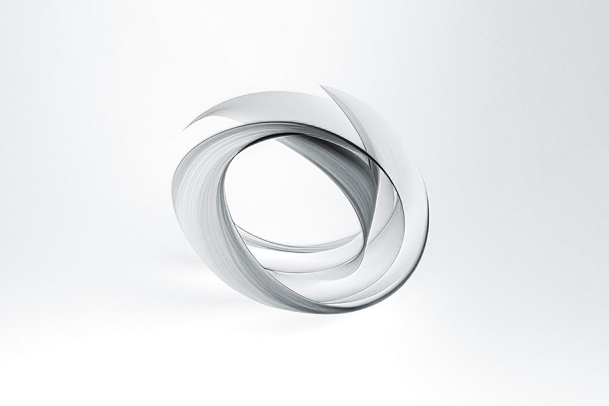 Abstract rounded black art shape on white background