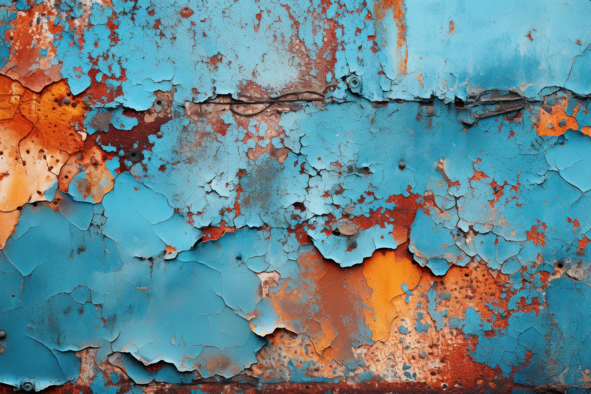 Cracked and rusted blue paint texture surface