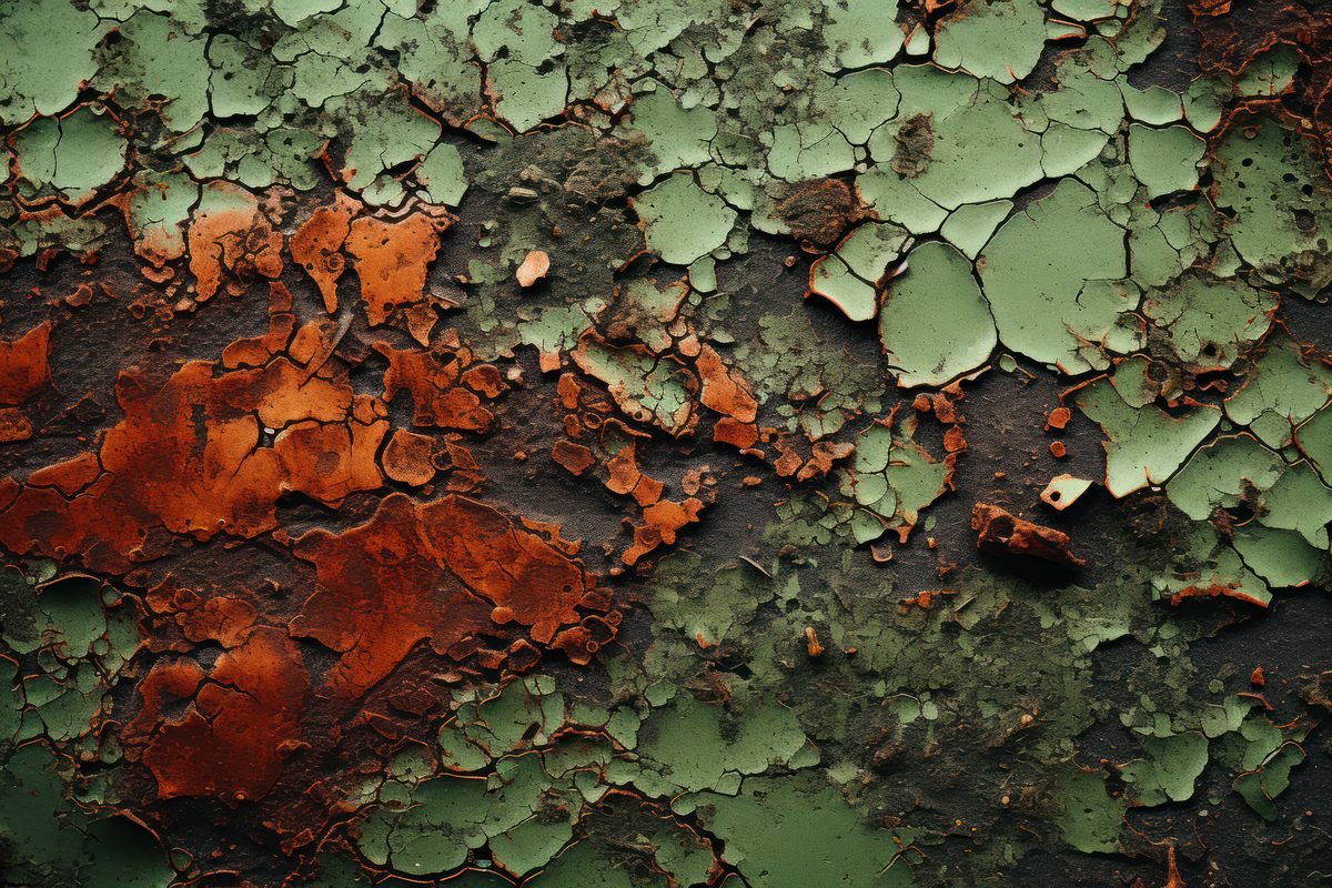 Cracked and rusted green paint texture surface