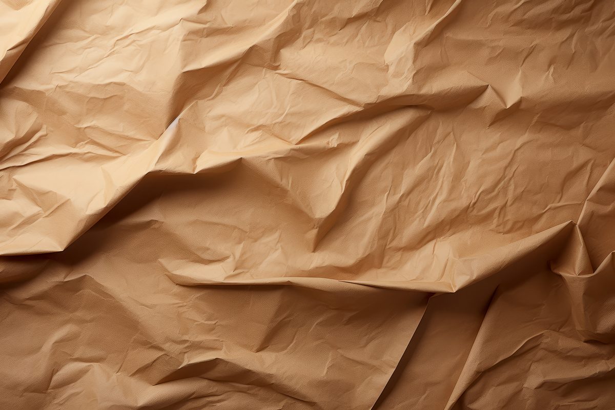 Crumpled brown wrapping paper surface