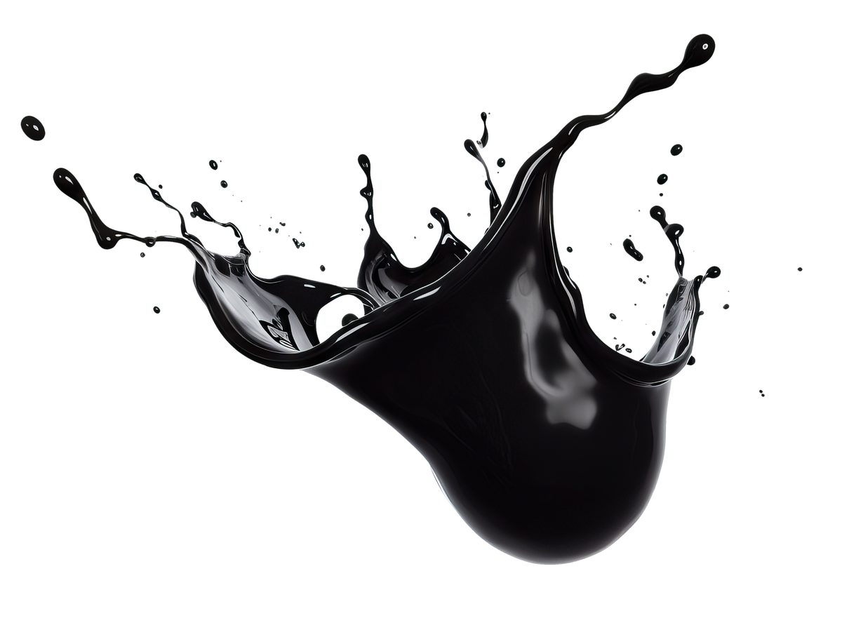Dark liquid splash isolated on total white background