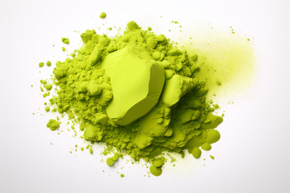 Holi Green Powder over White Background