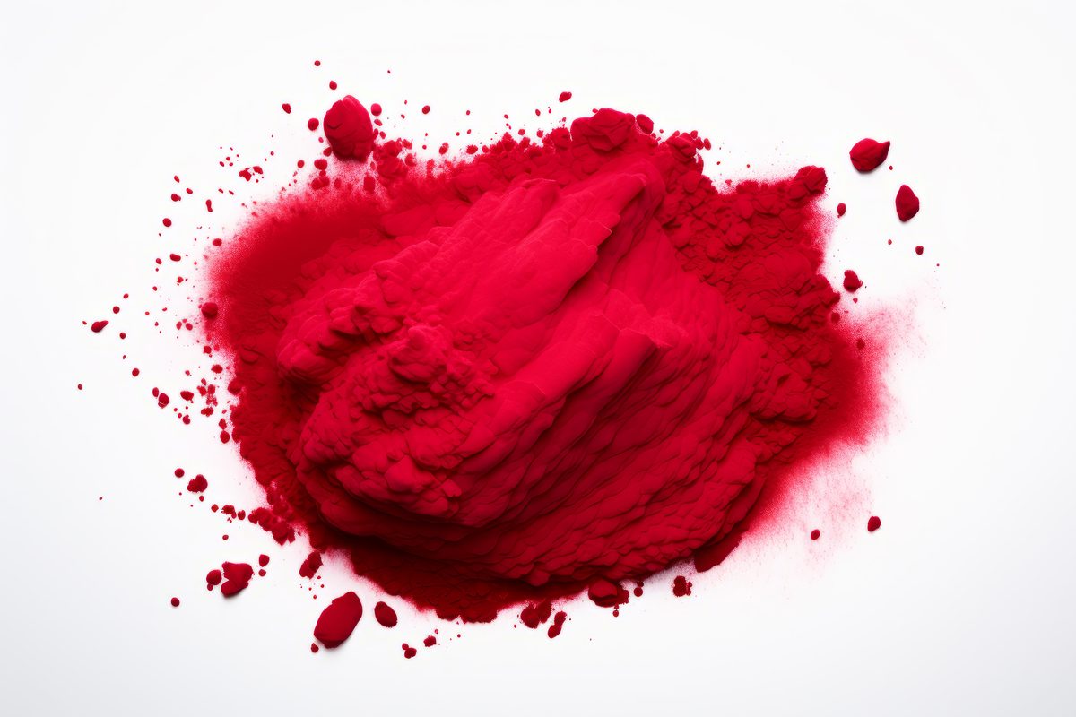 Holi Intense Red Powder over White Background