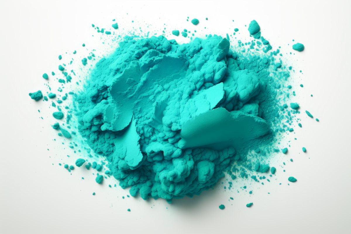 Holi Turquoise Powder over White Background