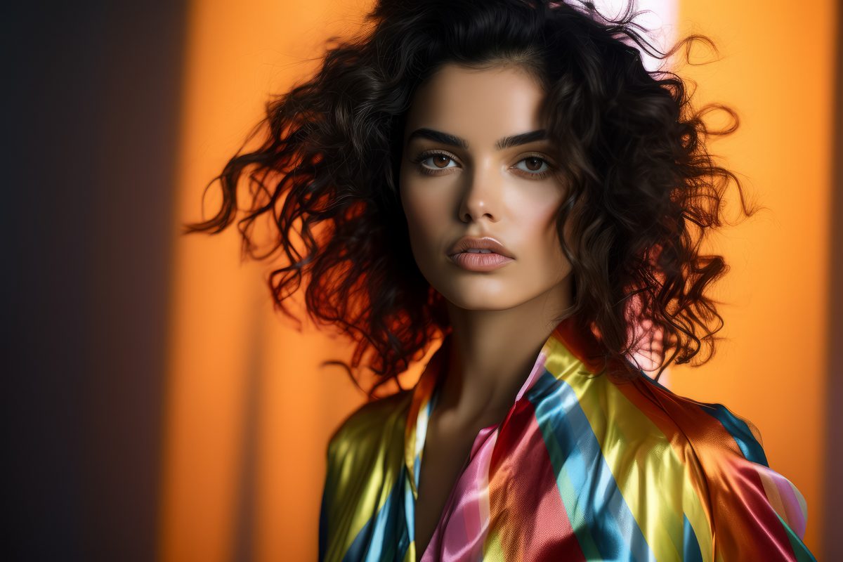 Image of a fashionable woman on a gradient background