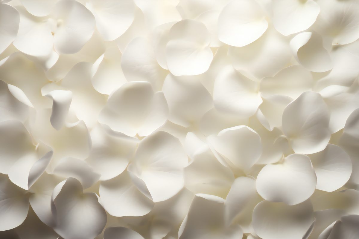 Realistic white rose petal background