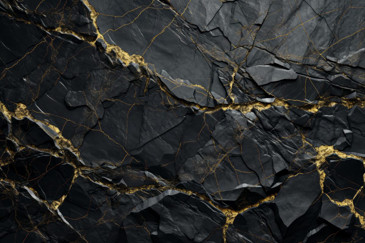 Black marble texture with gold veins