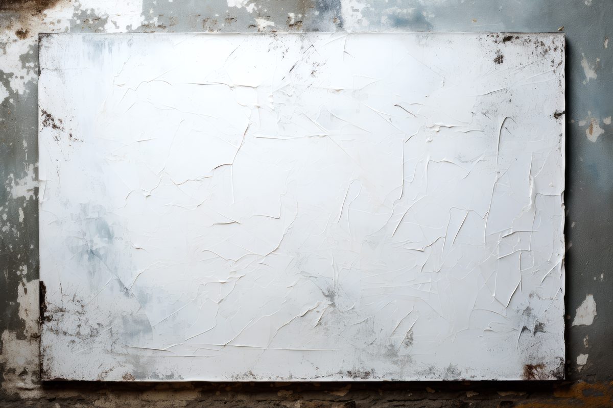 Blank canvas hanging on a grunge wall