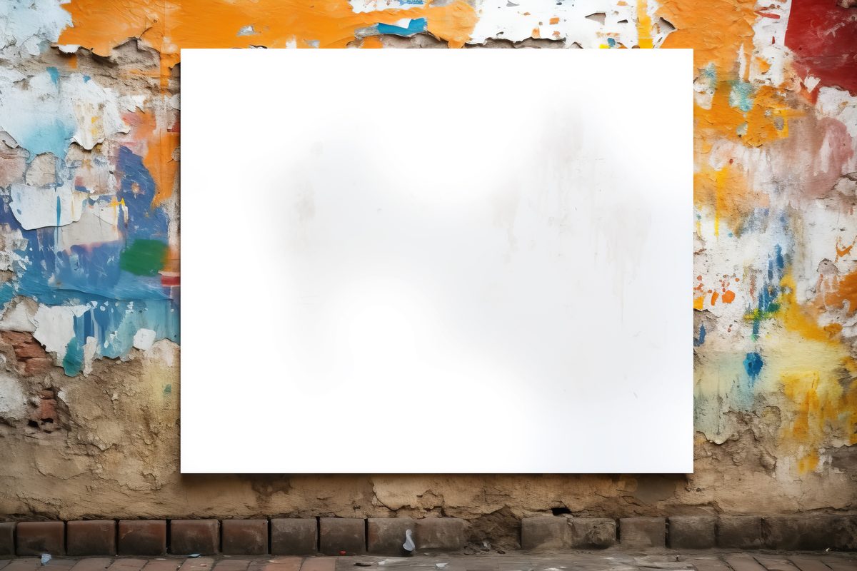 Blank poster hanging on a grunge wall