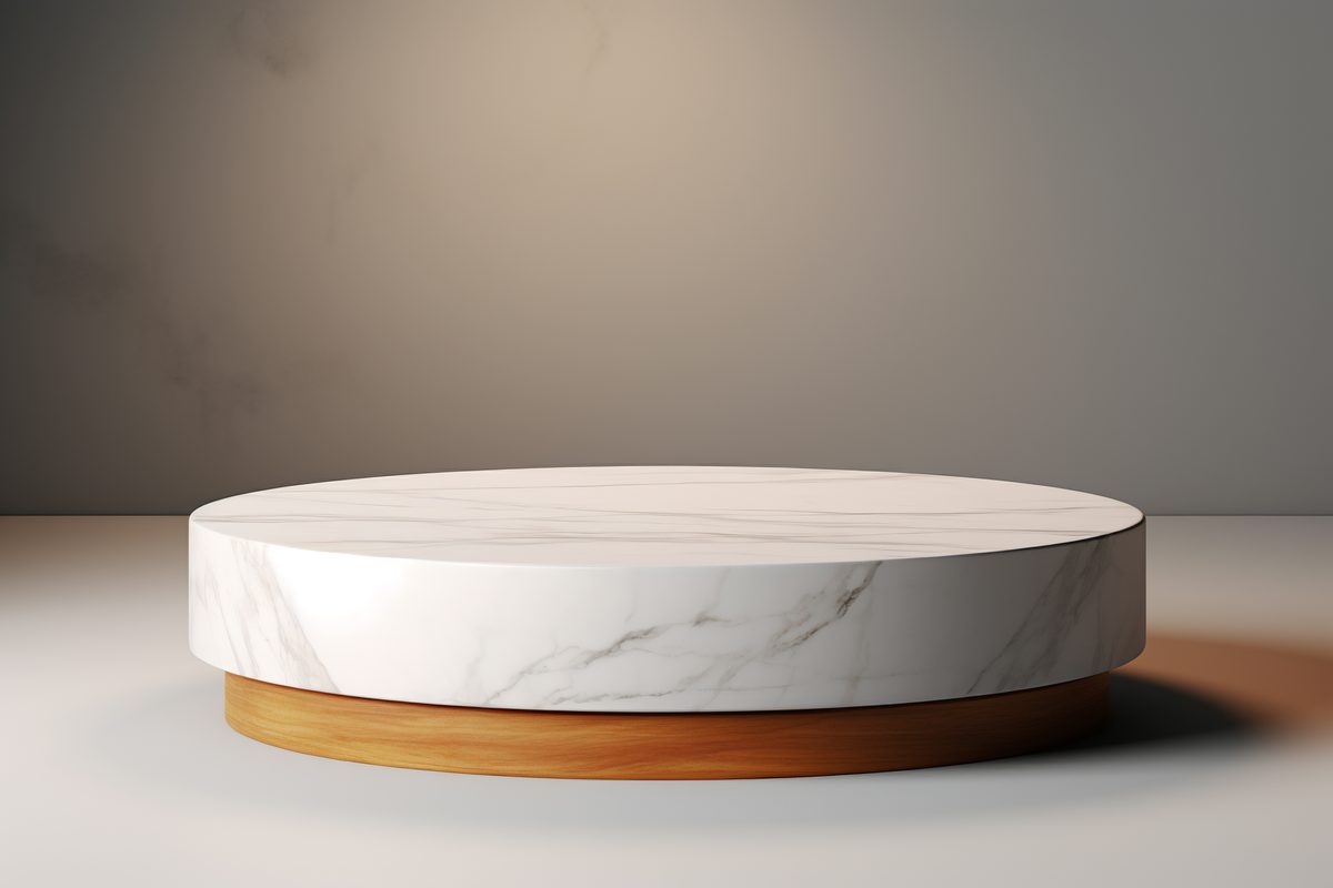 Marble and wood empty podium for product presentation