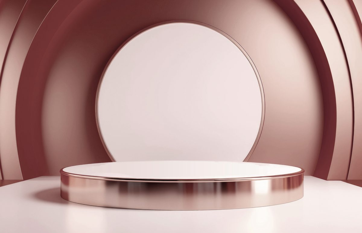 Metallic and white empty podium for product presentation