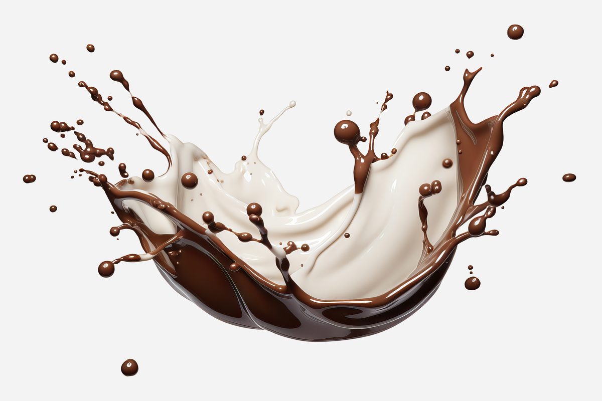 Milk and chocolate splash isolated on transparent background
