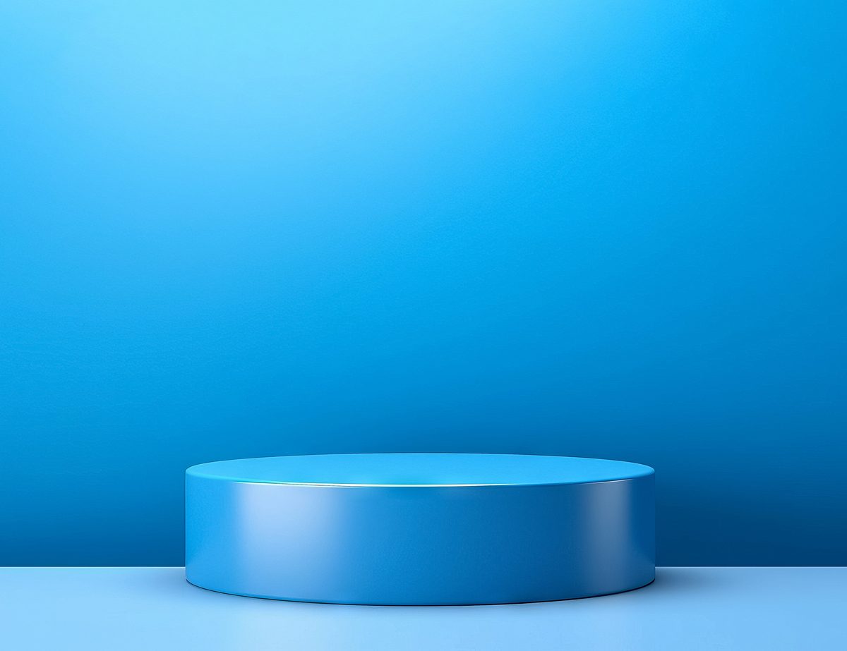 Minimalist blue empty podium for product presentation