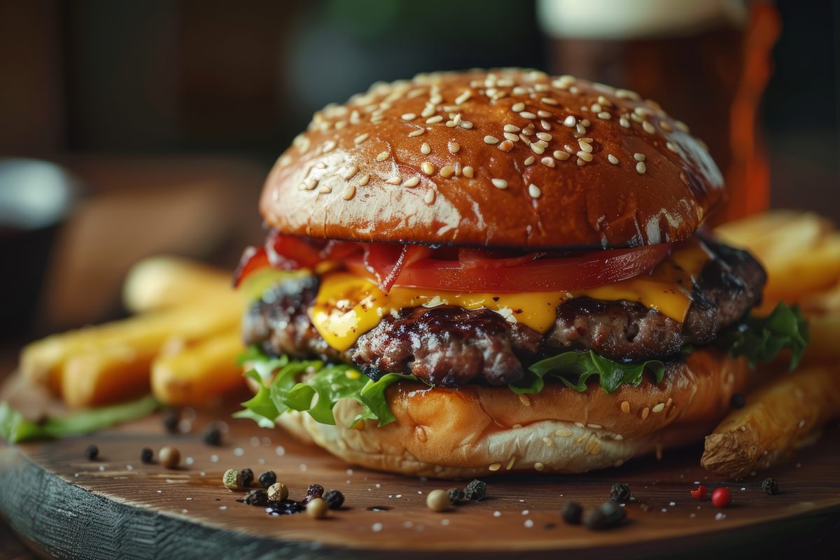Photo of a Hamburger on White Background