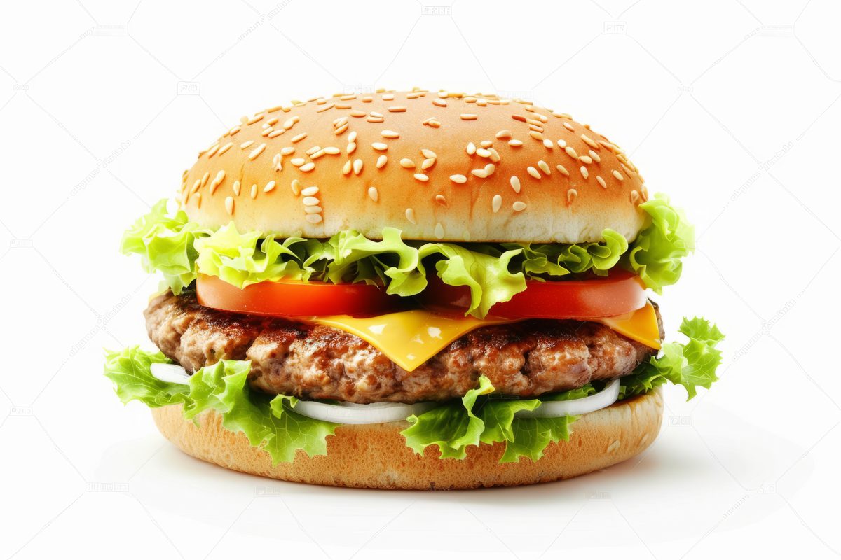 Soft Light Photo of a Hamburger on White Background