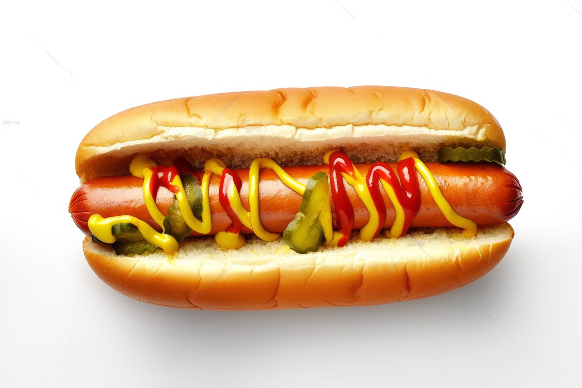 Photo of a Hot Dog on White Background
