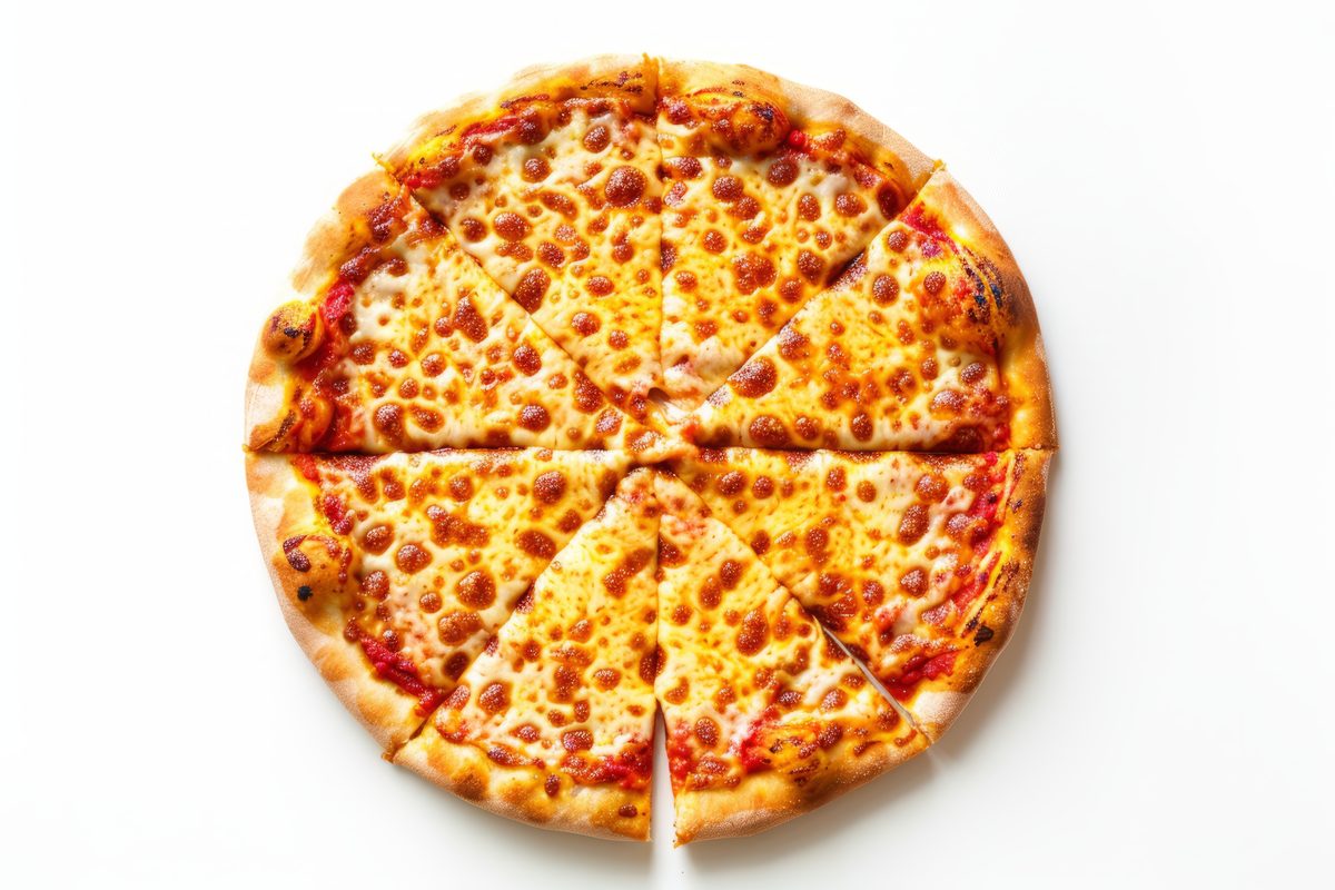 Top View Photo of Cheese Pizza on White Background