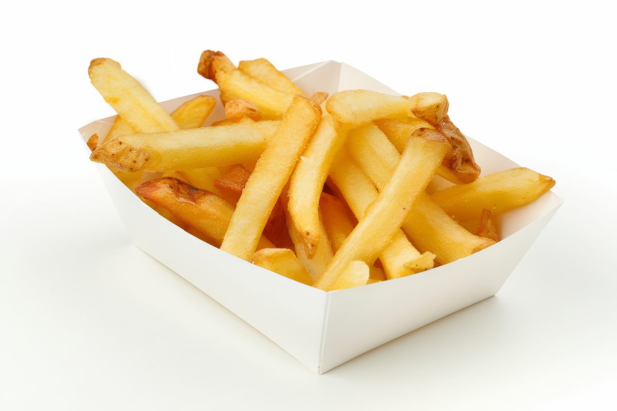 Studio Photo of French Fries on White Background
