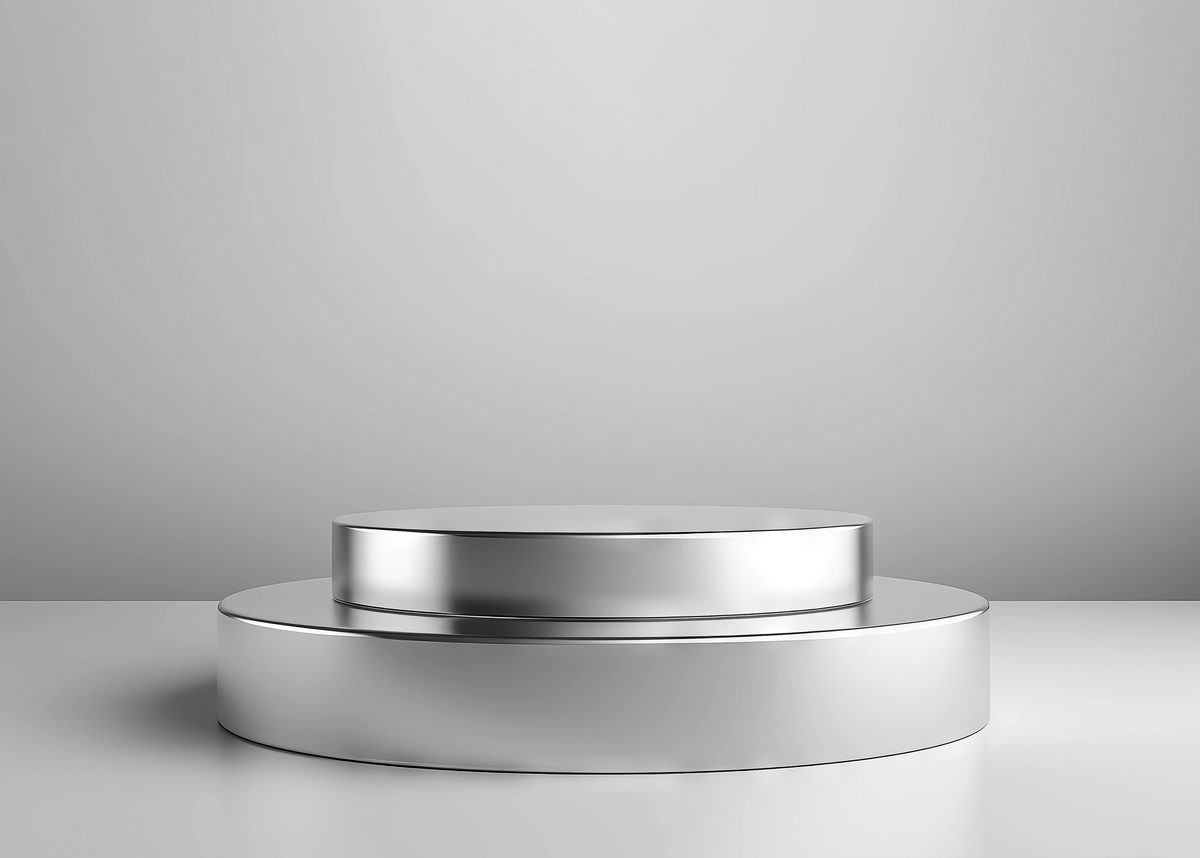 Empty silver podium for product presentation